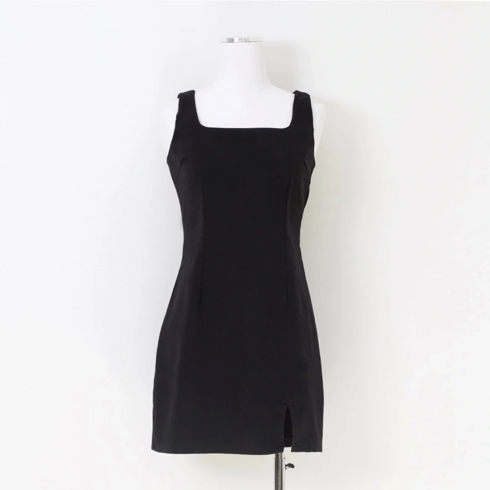 90's Vintage Square Neck Front Slit Mini - Picture 2 of 5